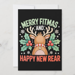 Invitation Joyeux Fitmas Bonne Année Entraînement de Renne de