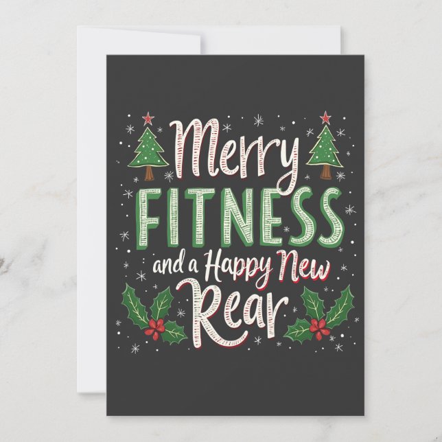 Invitation Joyeux Fitness et Nouvel Arrière-Train Heureux Noë (Devant)