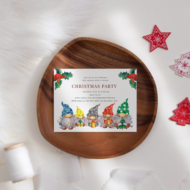 Invitation Joyeux Gnomes Fête virtuelle de Noël (Créateur téléchargé)