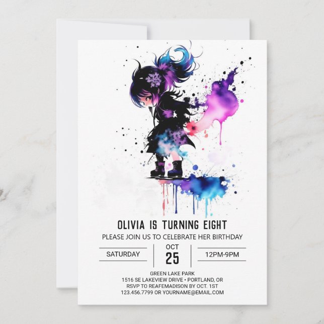 Invitation Joyeux guerrier Ninja Digital Girl Birthday (Devant)