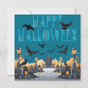 Invitation Joyeux Halloween Cimetière Hanté et Effrayant/Pier