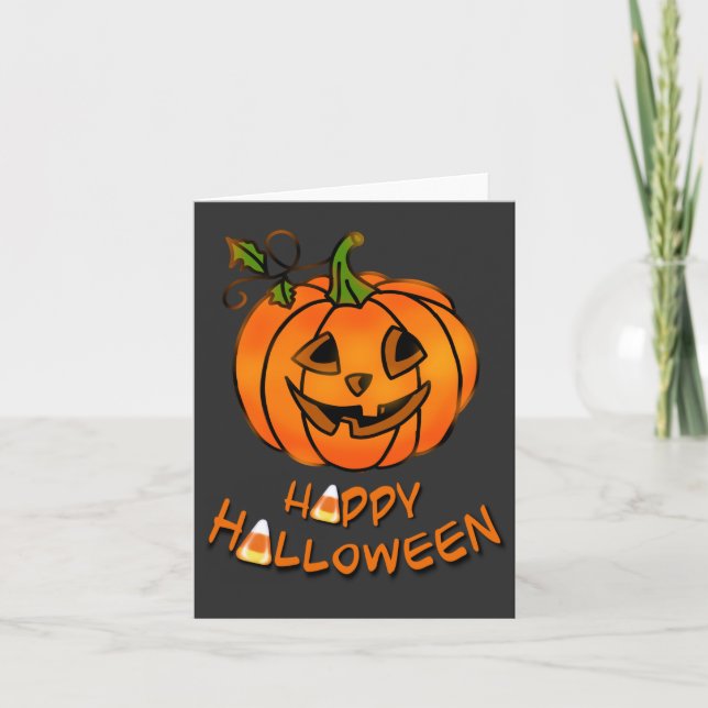 Invitation Joyeux Halloween | CITROUILLE | maïs-bonbons (Devant)