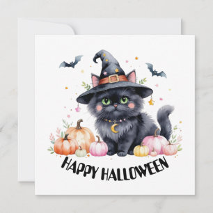 Invitation Joyeux Halloween Cute Black Cat