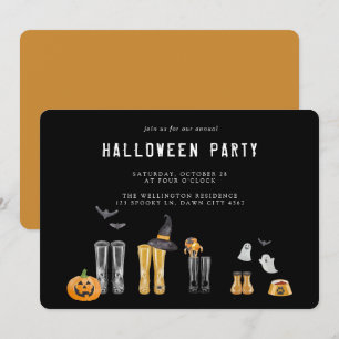 Invitation Joyeux Halloween Cute Black Watercolor Party