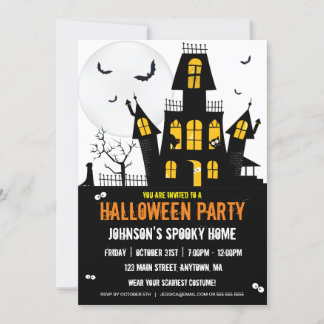 Invitation Joyeux Halloween Trick ou Treat Haunted House