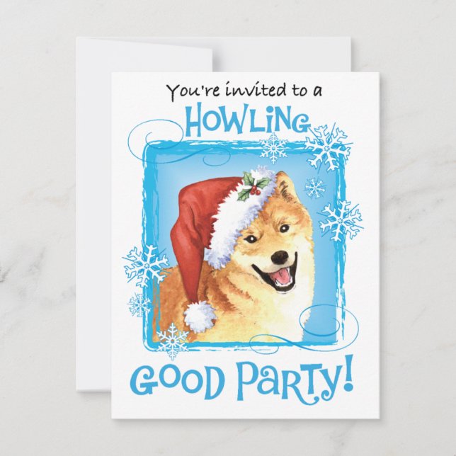 Invitation Joyeux Howlidays Shiba Inu (Devant)