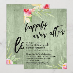 Invitation Joyeux Jour Après Aquarelle Fleurs Bois Vert
