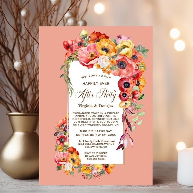 Invitation Joyeux Jour après la fête Vibrant Mariage de pavot (Créateur téléchargé)