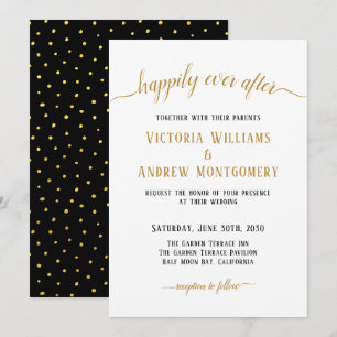 Invitation Joyeux Jour après un Mariage de script or élégant