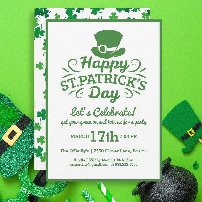 Invitation Joyeux Jour de la Saint Patrick Party Leprechaun & (Créateur téléchargé)