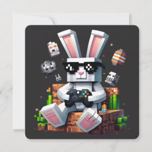 Invitation Joyeux Jour de Pâques Joueur Vidéo Oeuf Lapin Jour