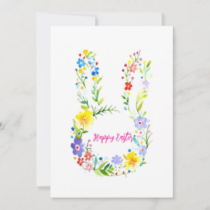 Invitation Joyeux lapin à fleurs de Pâques