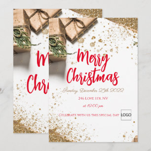 Invitation Joyeux logo marque Noël qr code promo