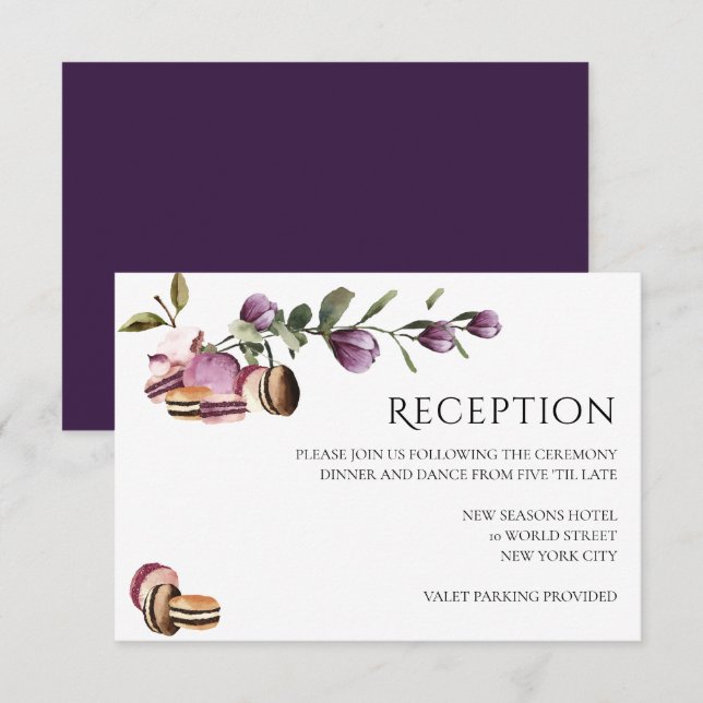 Invitation Joyeux Macaron | Élégant Violet Floral Moderne (Devant / Derrière)