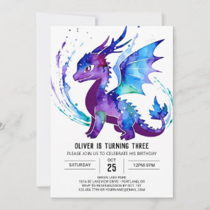 Invitation Joyeux Majestic Dragon Digital Boy Anniversaire