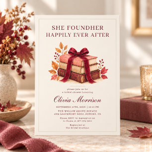 Invitation Joyeux Mariage D'automne Livre Ruban Fête de Maria