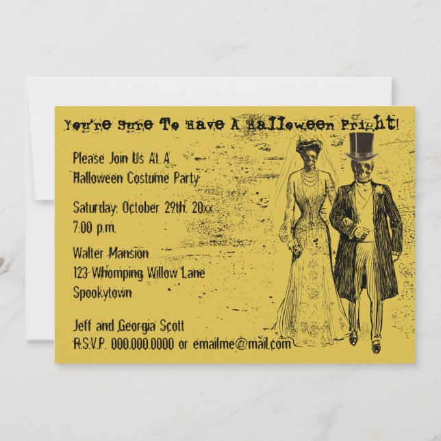 Invitation Joyeux mariage d'Halloween Époux fantomatique et m (Dos)