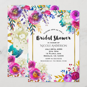 Invitation Joyeux Mariage Floral Aquarelle Vibrant Et Gras