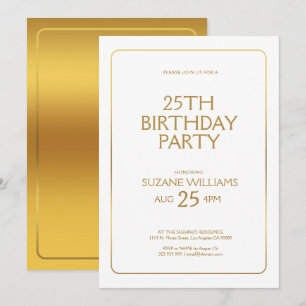 Invitation Joyeux modèle d'anniversaire avec bordure or sur b