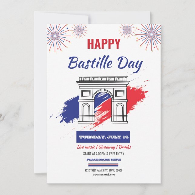 Invitation Joyeux Modèle du 14 juillet (Devant)