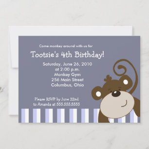 Invitation Joyeux Monkey Fun Brown 5x7 Anniversaire