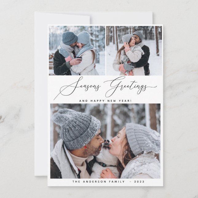 Invitation Joyeux Noël 3 Collage Multi Photo Holiday Card (Devant)