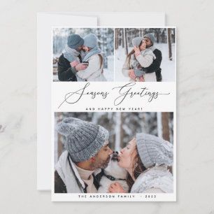 Invitation Joyeux Noël 3 Collage Multi Photo Holiday Card