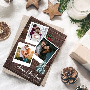 Invitation Joyeux Noël 3 Instantané photo Rustic Card