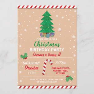 Invitation Joyeux Noël Anniversaire Fête Noël Bonbons Arbre
