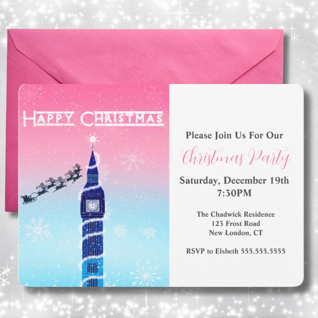 Invitation Joyeux Noël Big Ben avec Père Noël (Créateur téléchargé)