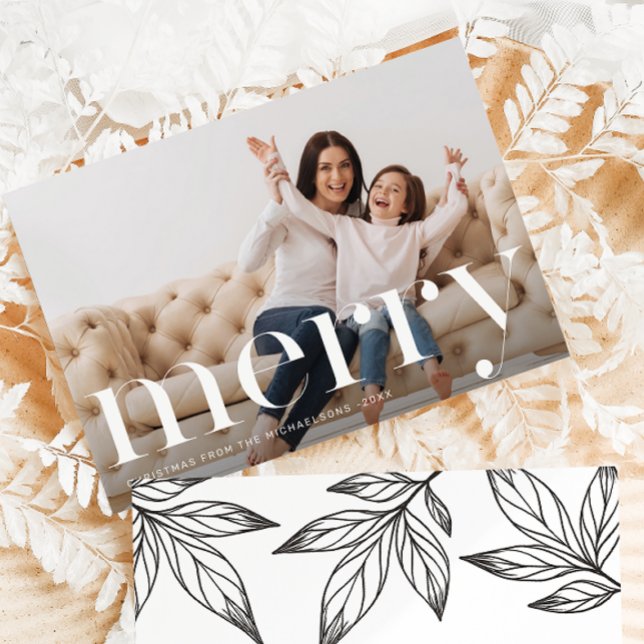 Invitation Joyeux Noël Black Botanique Photo (Créateur téléchargé)