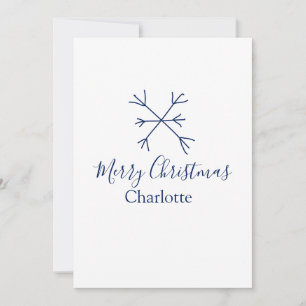 Invitation Joyeux Noël bleu flocons ajouter nom fêtes