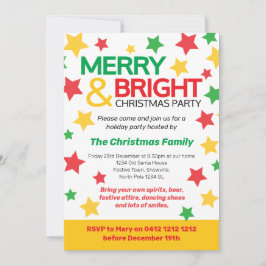 Invitation Joyeux Noël brillant étoile jaune rouge