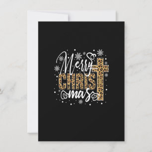 Invitation Joyeux Noël Christ Croix Léopard Xmas Funny Ho