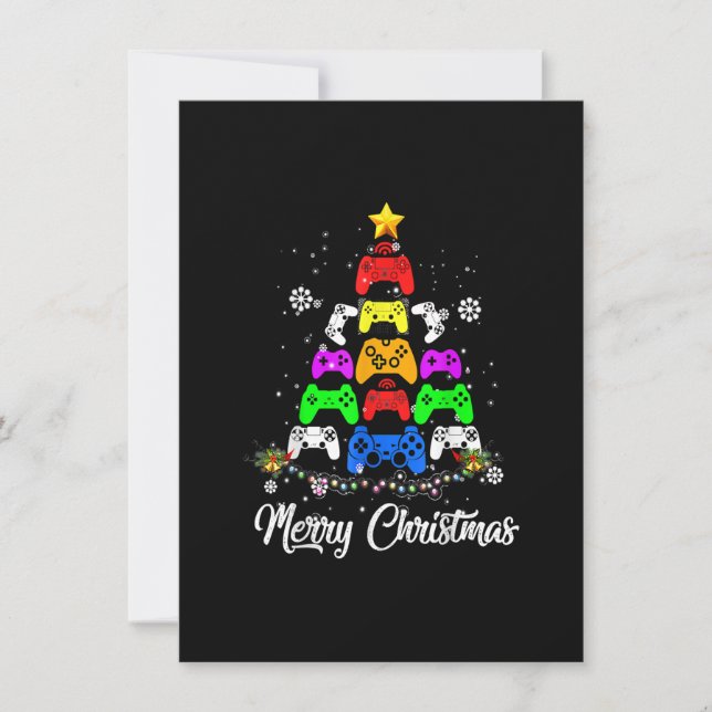 Invitation Joyeux Noël Contrôleur de jeu Arbre enfant Adulte  (Devant)