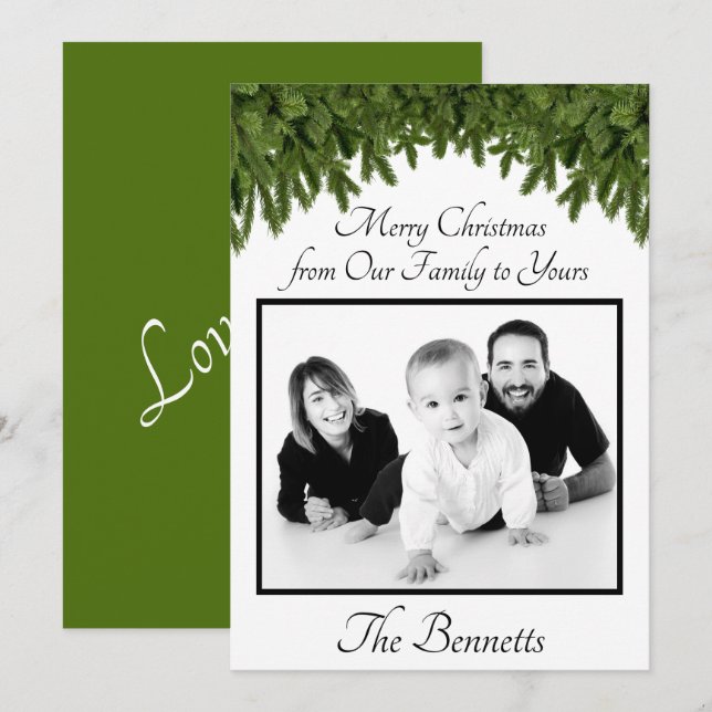 Invitation Joyeux Noël de notre famille à votre photo (Devant / Derrière)