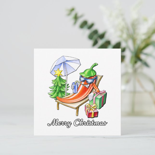 Invitation Joyeux Noël Dessin de dessin de chili amusant (Debout devant)