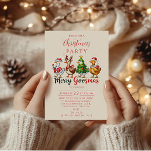 Invitation Joyeux Noël d'oies drôle