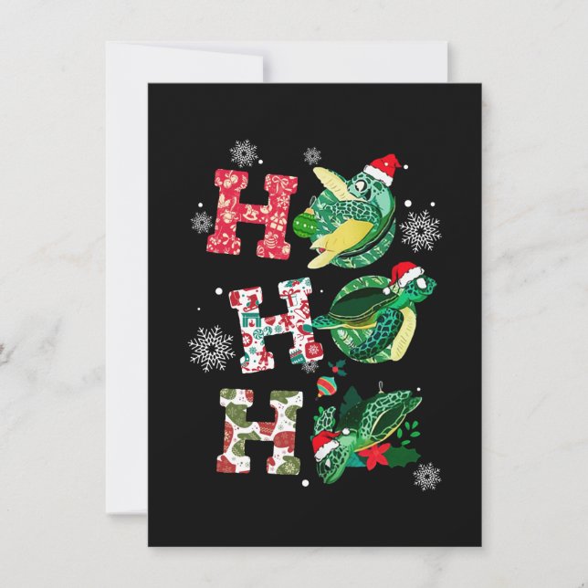 Invitation Joyeux Noël drôle HO HO HO Tortue Père Noël (Devant)