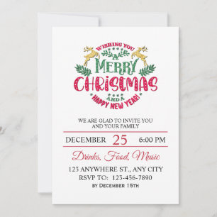 Invitation Joyeux Noël et Bonne Année Élégant et Festif