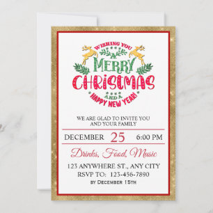 Invitation Joyeux Noël et Bonne Année Élégant et Festif