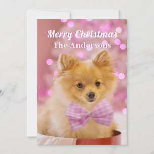 Invitation Joyeux Noël et nom, mignon chien ou votre photo