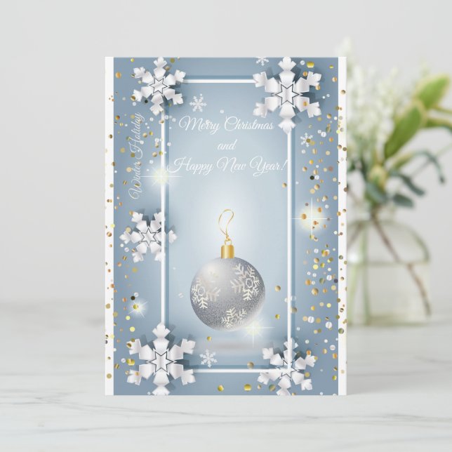 Invitation Joyeux Noël et Nouvel An ! 20XX Silver Luxury (Debout devant)