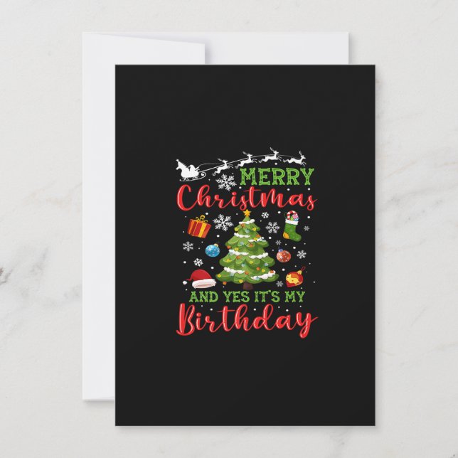 Invitation Joyeux Noël et oui c'est mon anniversaire Noël Arb (Devant)