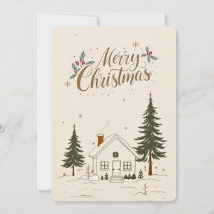 Invitation Joyeux Noël Farmhouse Winter Holiday Card.