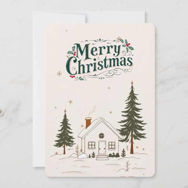 Invitation Joyeux Noël Farmhouse Winter Holiday Card. (Devant)