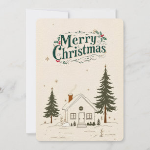 Invitation Joyeux Noël Farmhouse Winter Holiday Card.