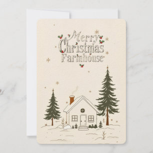 Invitation Joyeux Noël Farmhouse Winter Holiday Card.
