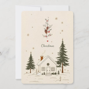 Invitation Joyeux Noël Farmhouse Winter Holiday Card.