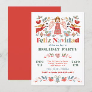 Invitation Joyeux Noël Fête de Noël angélique mexicaine